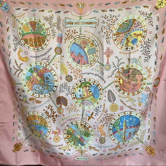 Hermes Escales Méditerranéennes Mousseline Fish Aquatic Pink Scarf Shawl - Picture 4 of 13